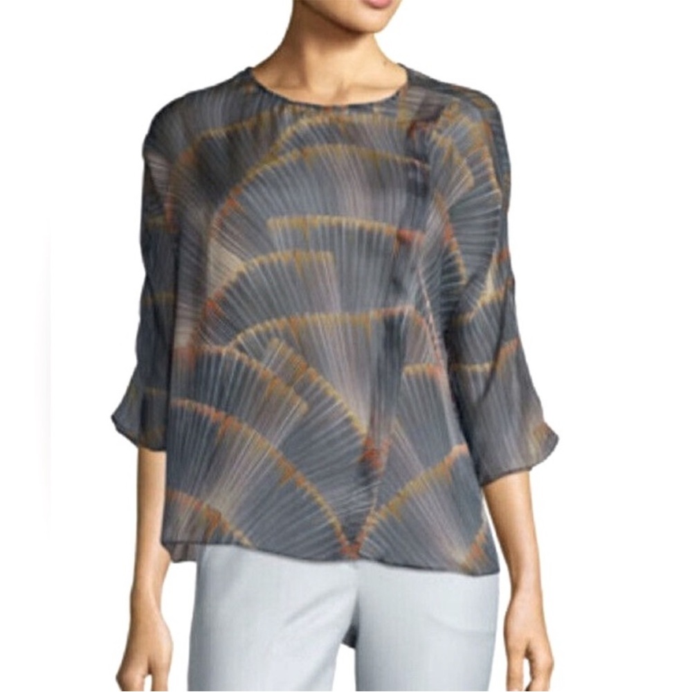 Armani Silk Sheer 3/4 Sleeve Blouse
